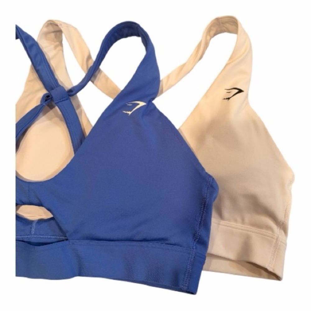 Gymshark Dual Pack Blue and White Sports Bras